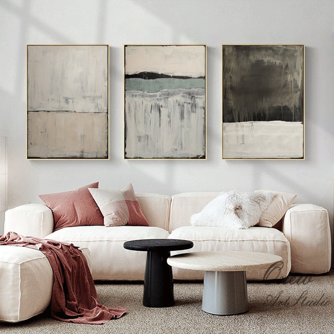 Extra Large Canvas Wall Art Beige and Black Abstract Oil | Etsy