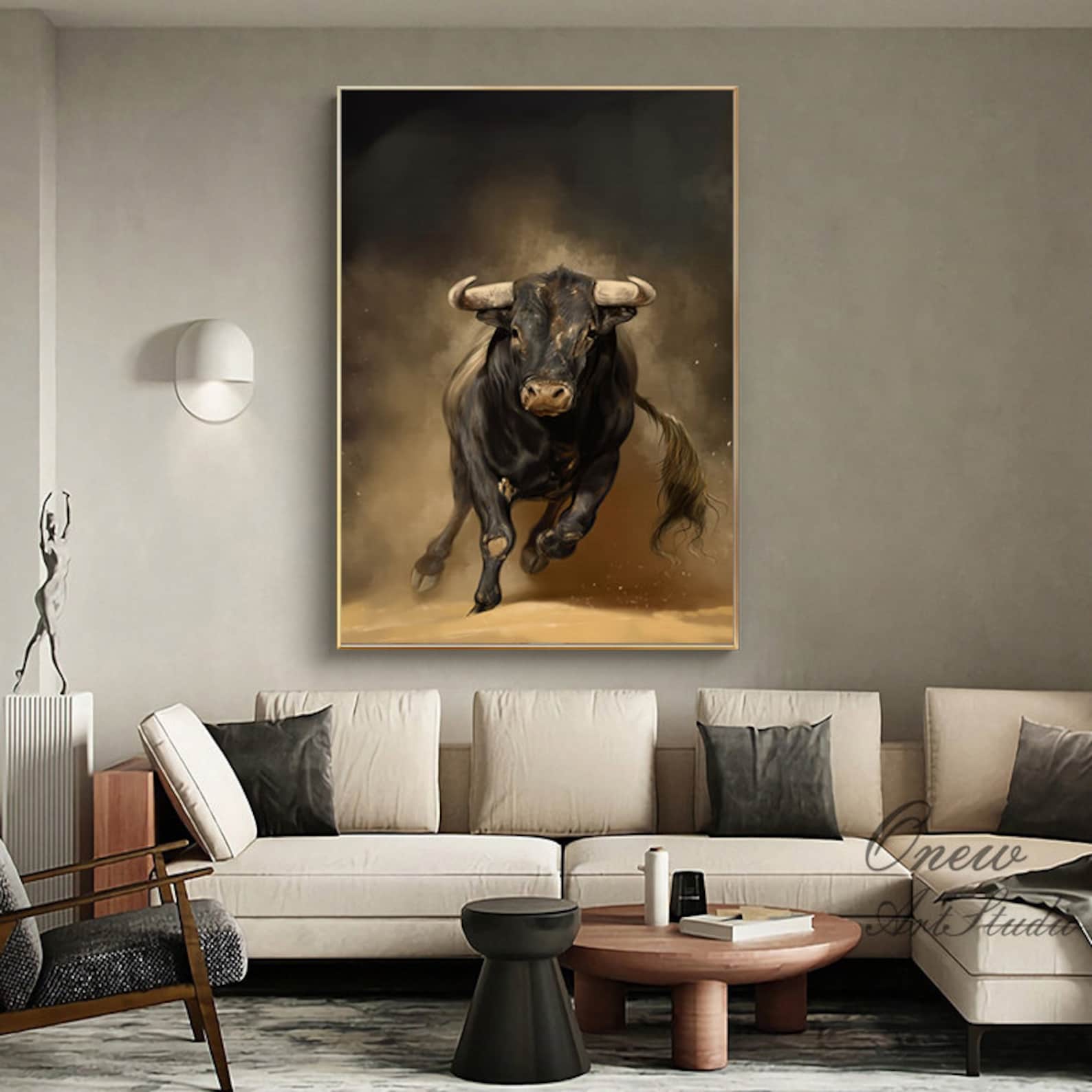 Classical Bull Oil Painting on Canvas Large Original Bull Etsy