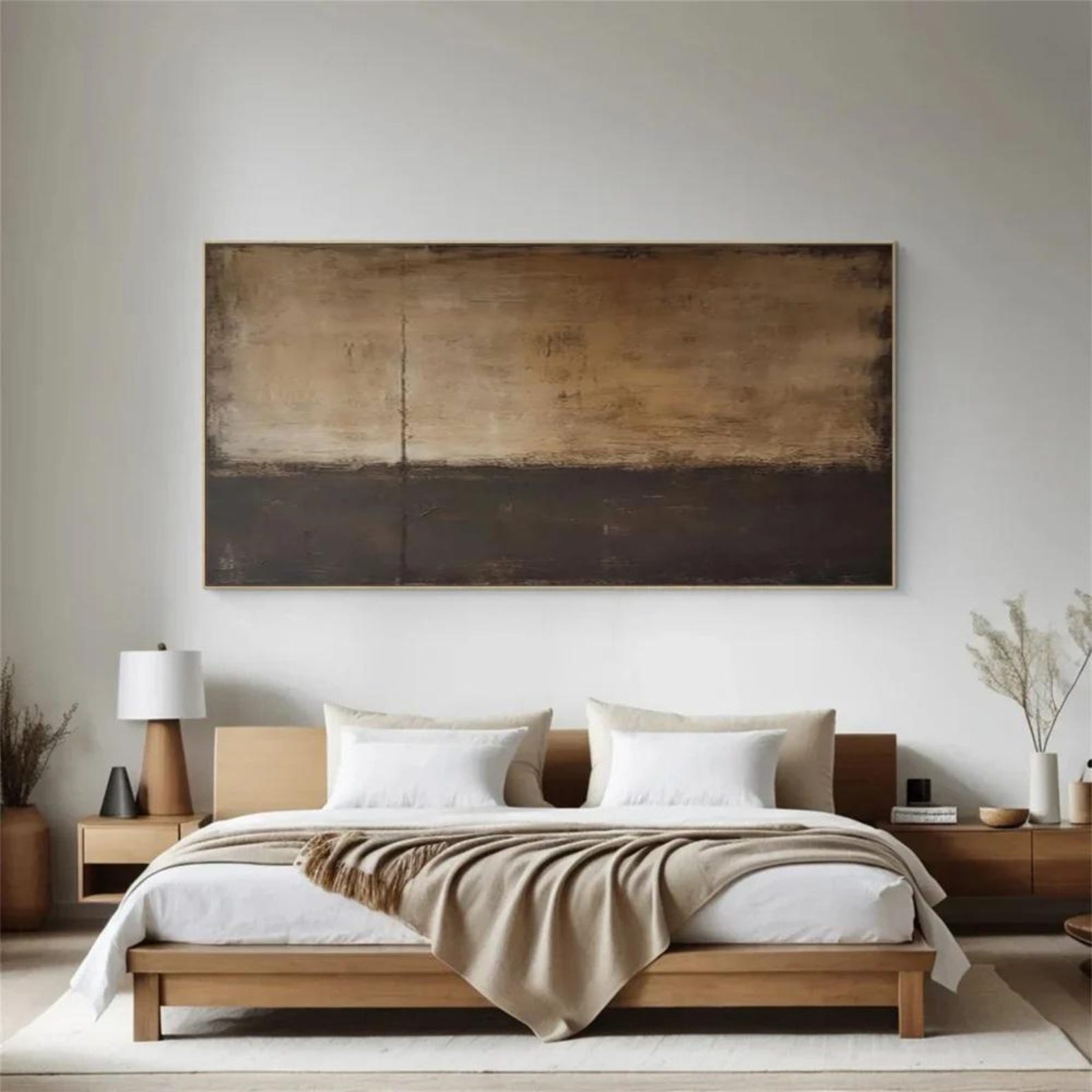 Black and Brown Abstract Canvas Wall Art, Extra Large Original Oil ...