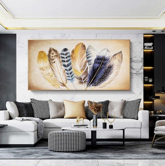 Original Animal Feather Oil Painting on Canvas, Abstract Colorful Feather  Canvas Wall Art, Modern Minimalist Artwork for Living Room Bedroom - Etsy