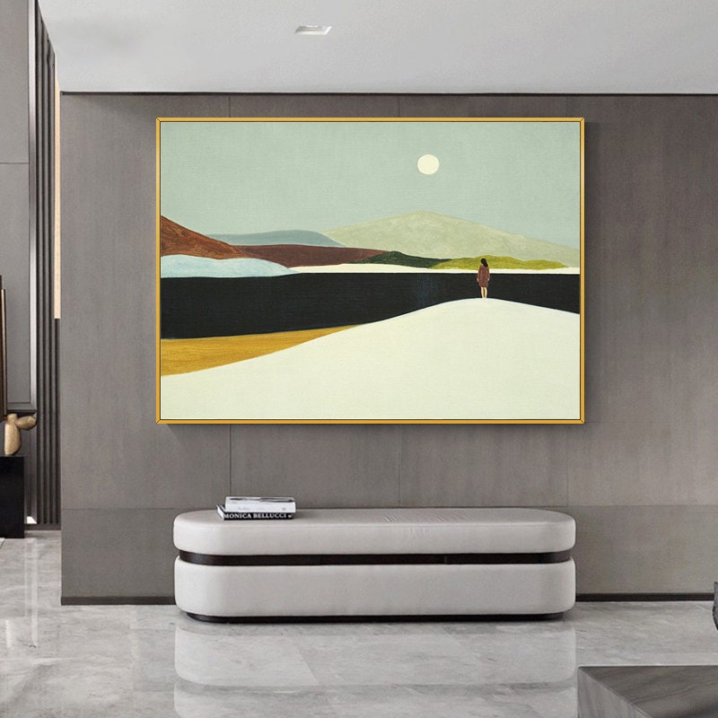 Large Abstract Landscape Oil Painting on Canvas, Hand-painted Landscape ...