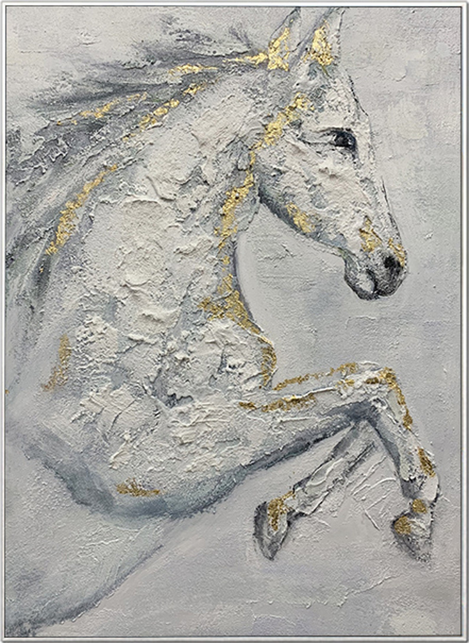 Abstract White Horse Oil Painting on Canvas, Original Hand-painted ...