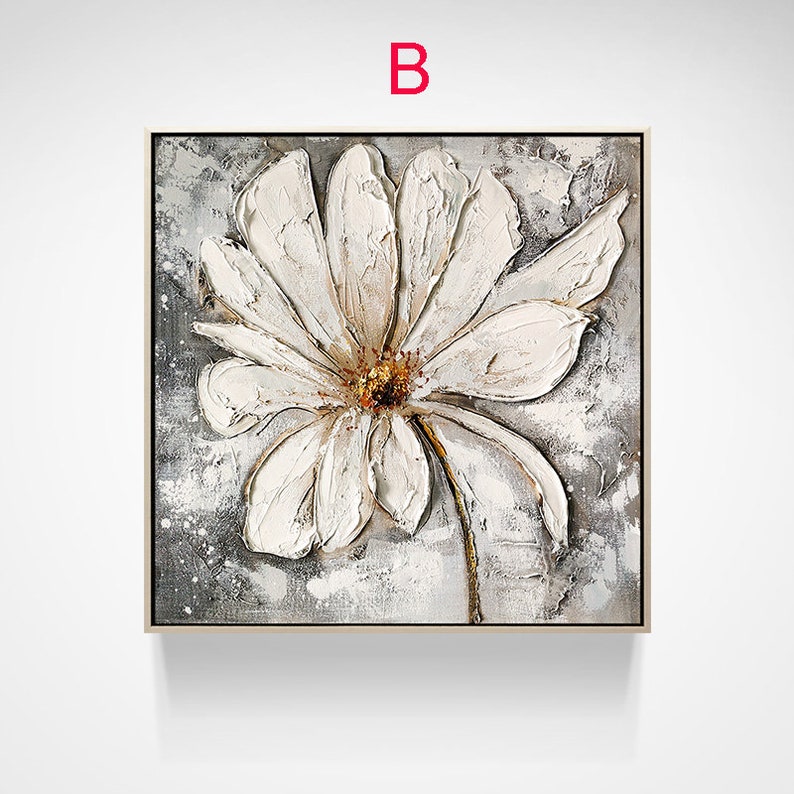 Abstract White Flowers Oil Painting on Canvas Large Original Etsy