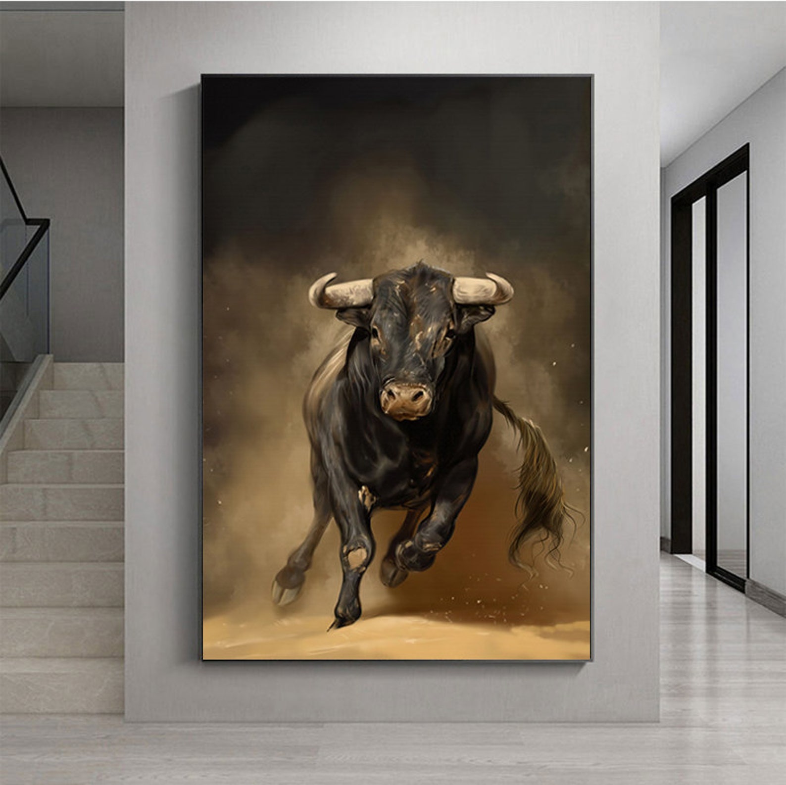 Classical Bull Oil Painting on Canvas Large Original Bull Etsy