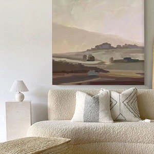 Large Abstract Landscape Oil Painting on Canvas, Original Mountain ...