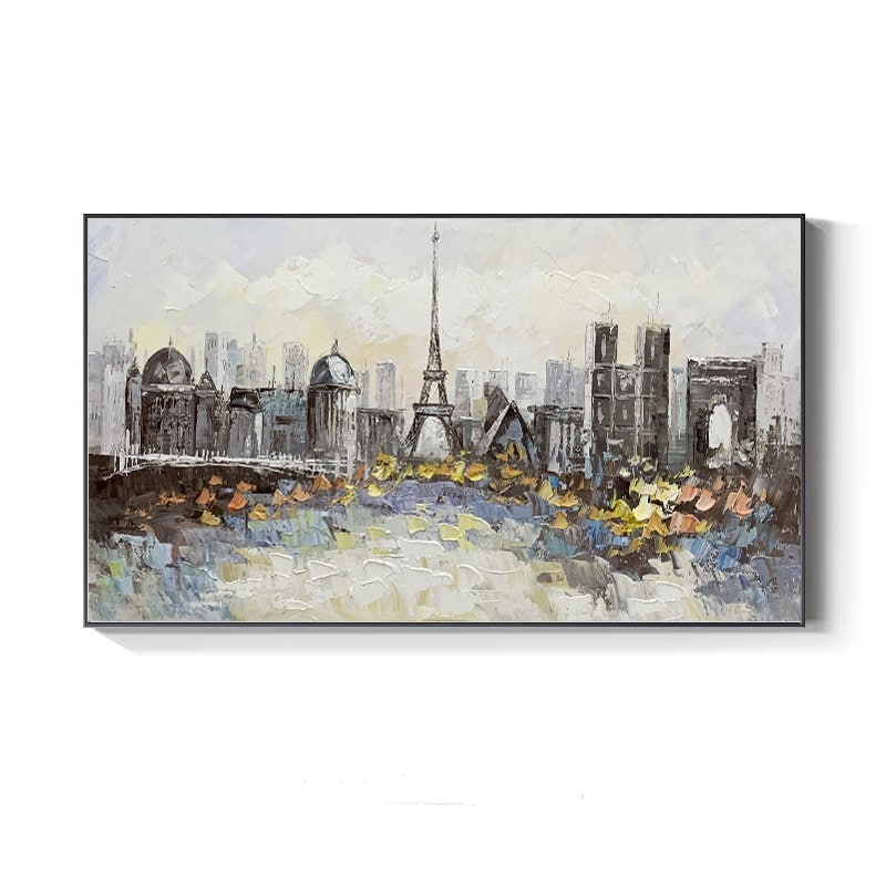 Original Eiffel Tower Canvas Wall Art Large Abstract Paris Etsy