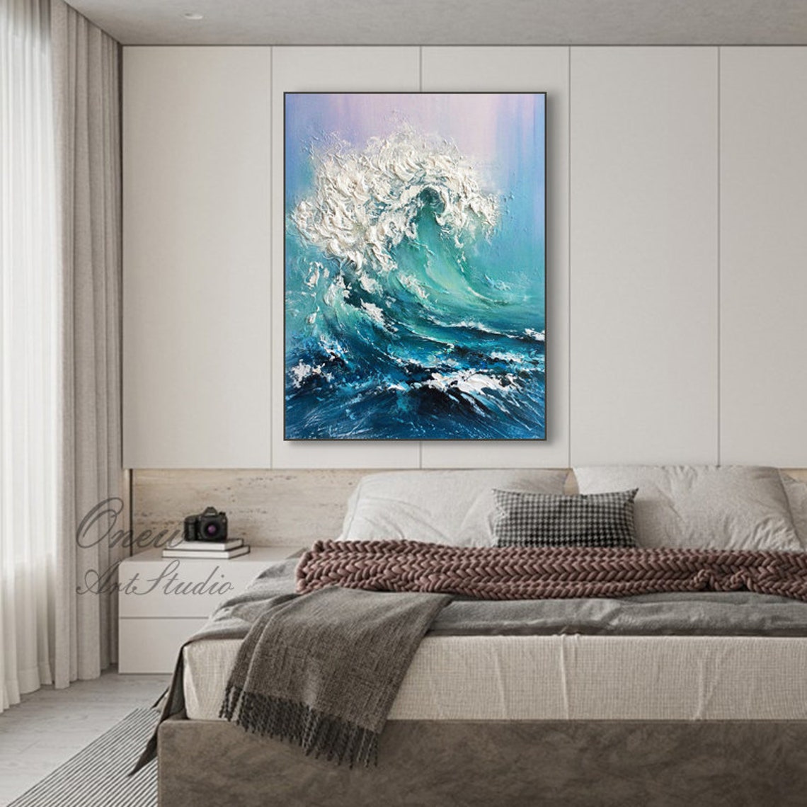 Abstract Ocean Waves Canvas Wall Art Textured Waves Oil Etsy
