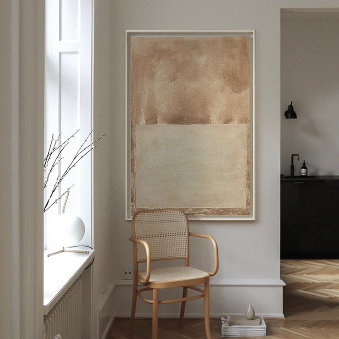 Large Abstract Oil Painting on Canvas, Original Brown and Beige Canvas ...