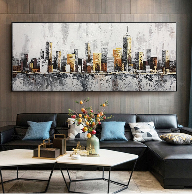 Abstract New York Cityscape Oil Painting on Canvas Original - Etsy