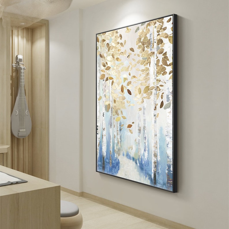 Extra Large Abstract Birch Trees Canvas Wall Art, Original Landscape ...