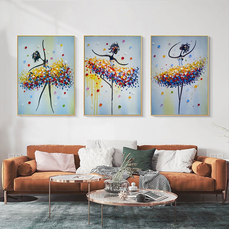 Abstract Ballerina Canvas Wall Art Large Original Ballet Etsy