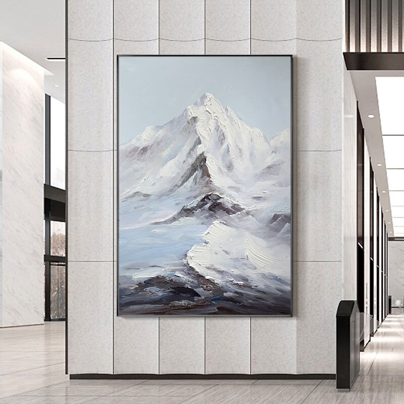 Abstract Snowy Mountain Canvas Art Original Mountain Peaks Etsy