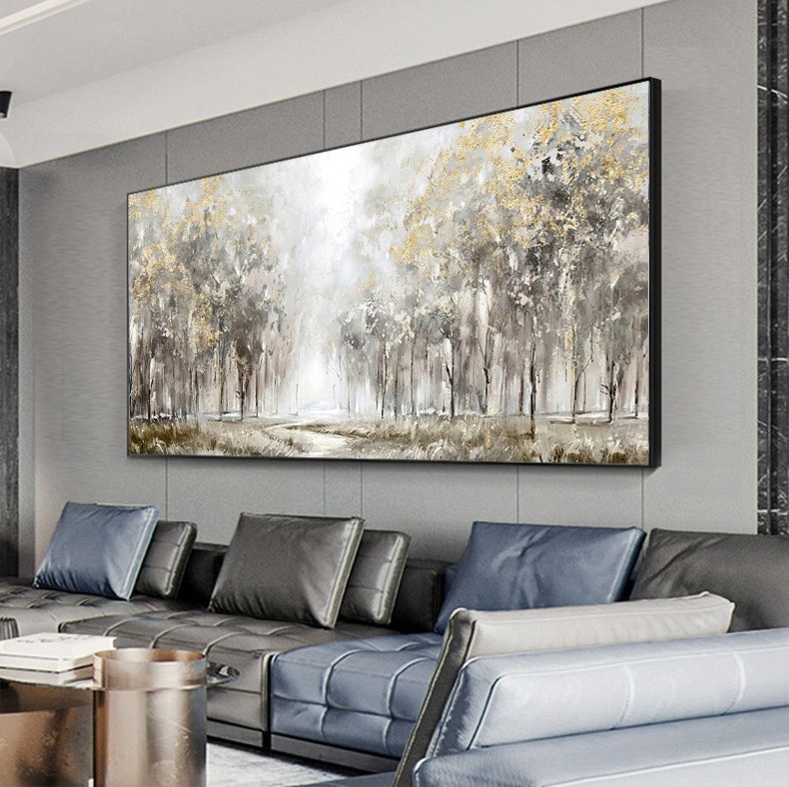 Large Abstract Trees Oil Painting on Canvas, Original Landscape Canvas ...