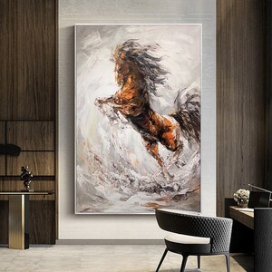 Large Abstract Horse Oil Painting on Canvas, Original Horse Canvas Wall ...