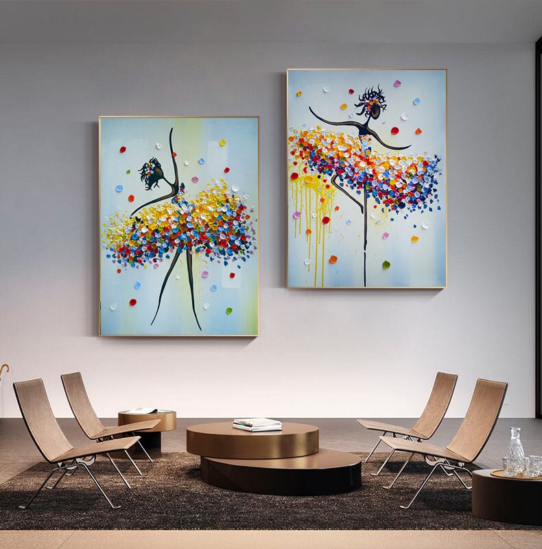 Abstract Ballerina Canvas Wall Art Large Original Ballet Etsy