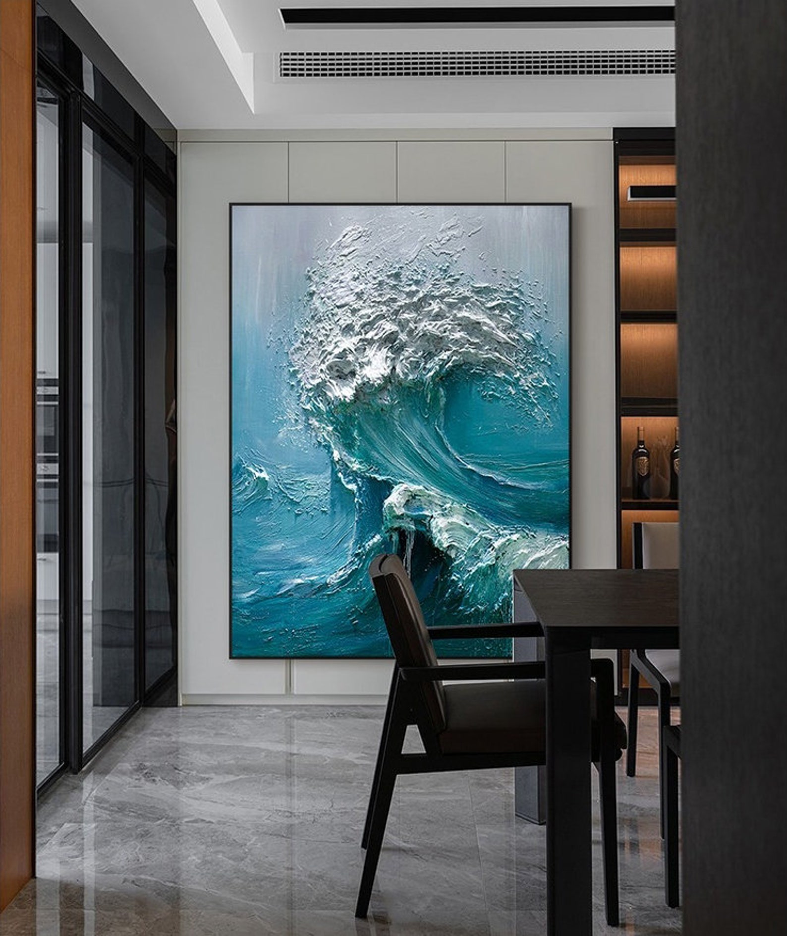Abstract Ocean Waves Canvas Wall Art, Original Seascape Oil Painting on ...