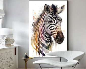 Large Abstract Zebra Oil Painting on Canvas, Original Zebra Canvas Wall Art, Modern Hand-painted Animal Painting for Living Room, Home Decor