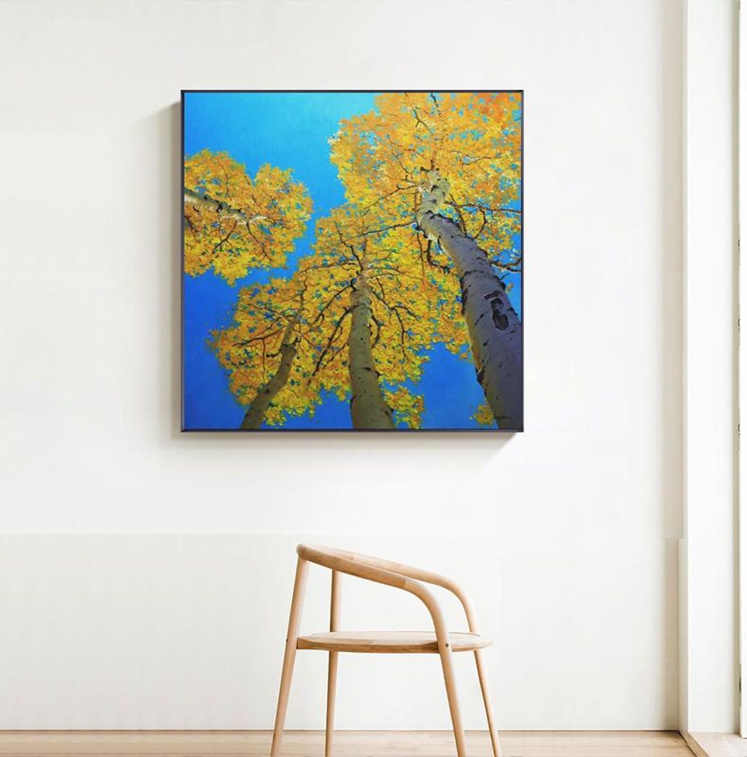 Abstract Birch Canvas Wall Art, Large Original Trees Oil Painting on ...