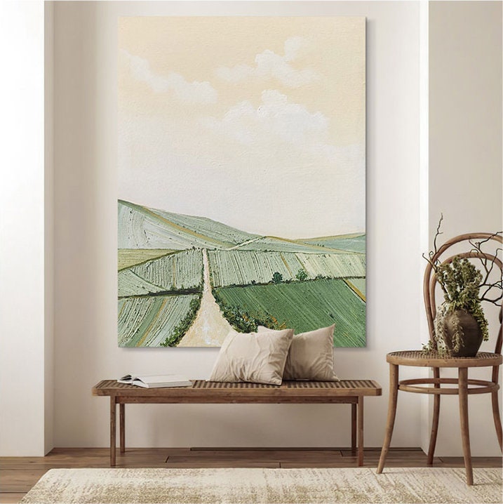 Impressionist Landscape Oil Painting on Canvas, Large Abstract Mountain ...