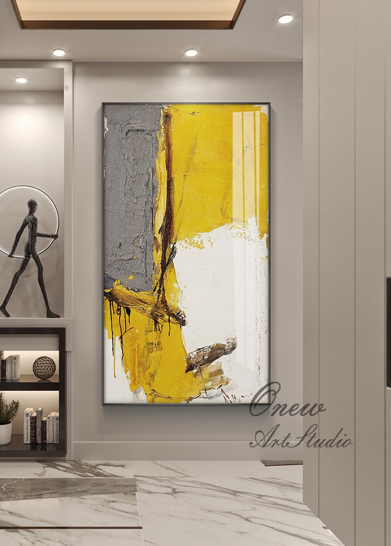 Large Abstract Oil Painting on Canvas Original Yellow and Etsy