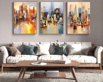 Oryginalny obraz ścienny na płótnie z Mostem Brooklińskim, duży abstrakcyjny pejzaż Nowego Jorku na płótnie, nowoczesny obraz Manhattan do salonu