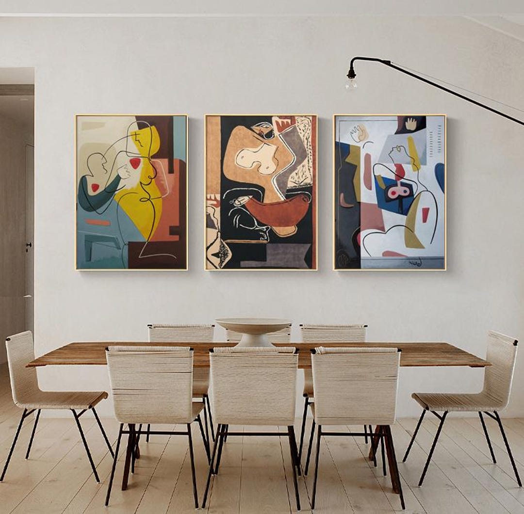 Abstract Woman Figure Oil Painting on Canvas, Large Modern Geometric ...