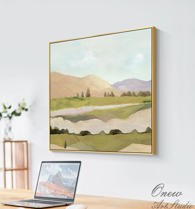 Large Abstract Landscape Oil Painting on Canvas, Original Mountain and ...