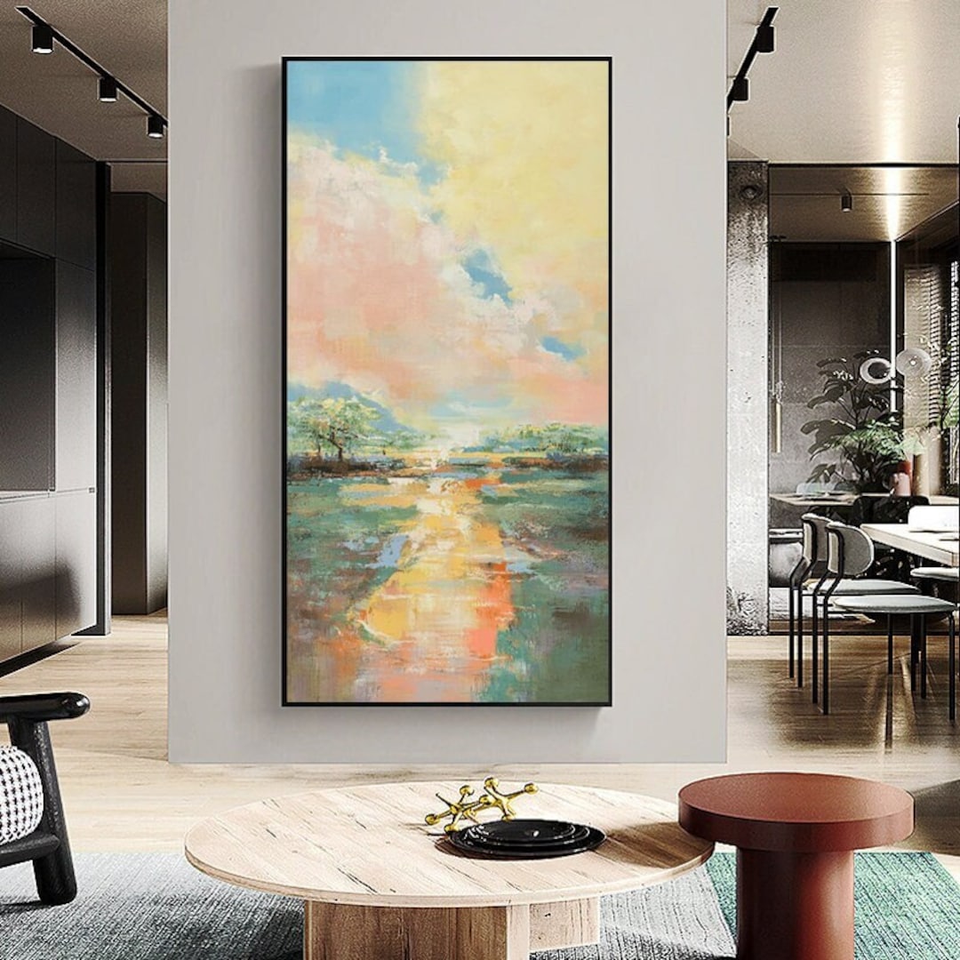 Large Abstract Landscape Oil Painting on Canvas, Original Colorful ...