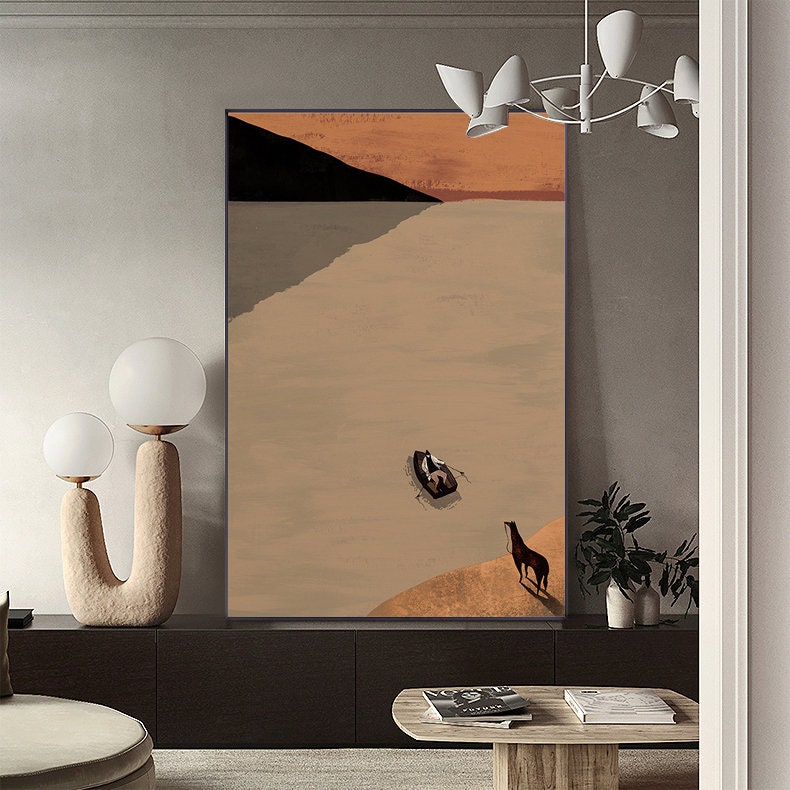Large Abstract Landscape Oil Painting on Canvas, Original Mountain and ...