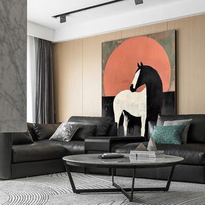Large Abstract Horse Oil Painting on Canvas, Original Hand-painted Horse Canvas Art, Original Animal Wall Art for Living Room, Home Décor
