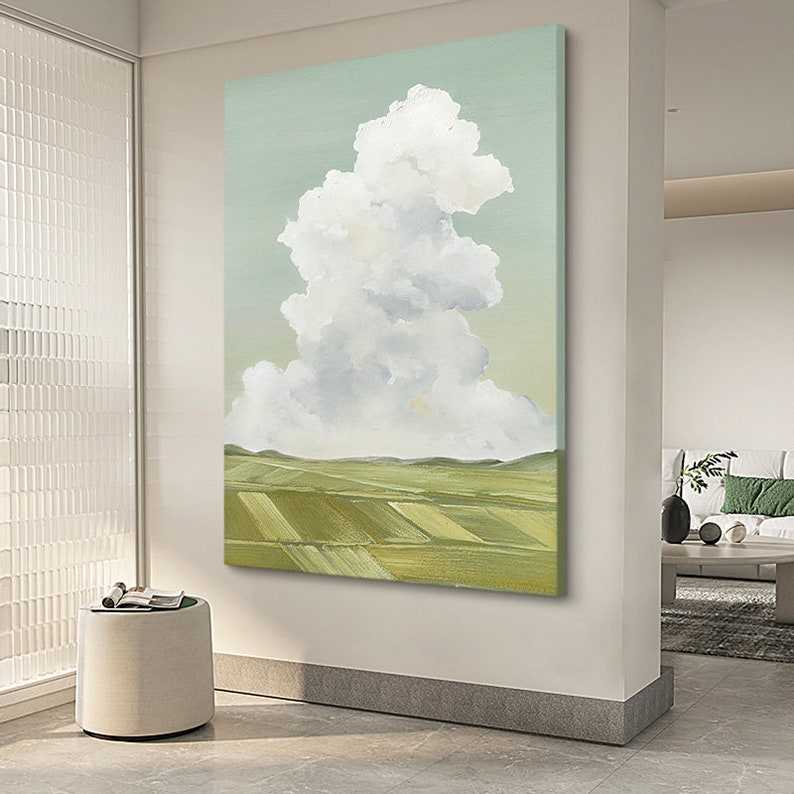 Impressionist Landscape Oil Painting on Canvas, Large Abstract Mountain ...
