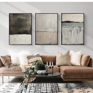 Beige and Black Abstract Oil Painting on Canvas, Large Original Hand-painted Canvas Art, Modern Minimalist Wall Art for Living Room Bedroom