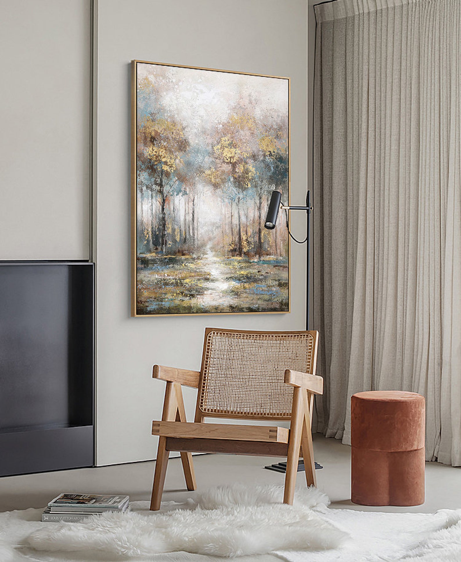 Large Abstract Landscape Oil Painting on Canvas, Original Hand-painted ...
