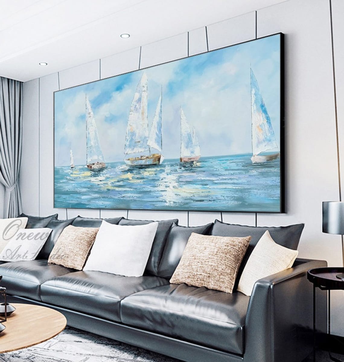 Abstract Sailboats Canvas Wall Art Original Nautical Oil Etsy
