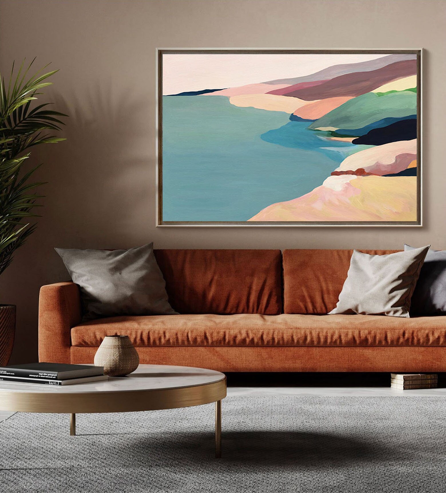 Large Abstract Landscape Oil Painting on Canvas, Hand-painted Landscape ...