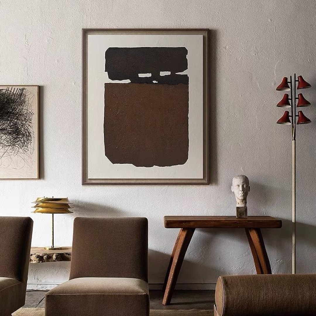 Original Brown and Beige Oil Painting on Canvas, Large Abstract ...