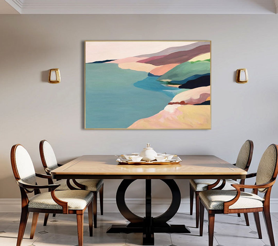 Large Abstract Landscape Oil Painting on Canvas, Hand-painted Landscape ...