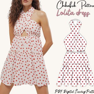 Lolita halter dress pattern|Women Halter dress sewing pattern|summer dress sewing pattern| backless dress pattern| PDF sewing pattern|15size