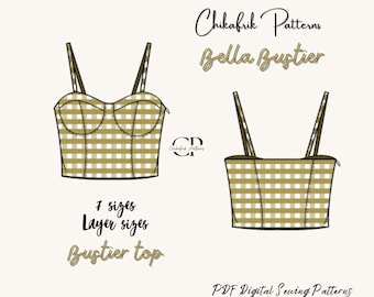 Bustier pattern|7sizes XXS - XXL| bustier top PDF sewing pattern |bodice pattern|Corset pattern|Us letter/A4/A0/Projector sewing pattern