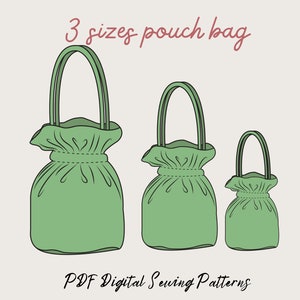 PDF Schnittmuster, 3 Größen Kordelzugbeutel, Kordelzugbeutel, Projektbeutel, Aufbewahrungsbeutel|Geschenk zum Muttertag |Süße Tasche, Geschenk, Eimer