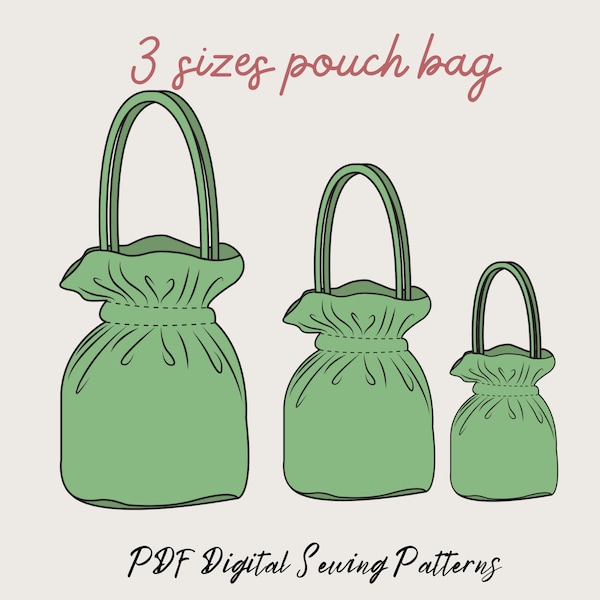 PDF sewing pattern, 3 sizes Drawstring Pouch, Drawstring Bags, Project Bag, Storage Bag|mother's day gift |Cute Bag , Gift, Bucket