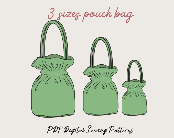 PDF sewing pattern, 3 sizes Drawstring Pouch, Drawstring Bags, Project Bag, Storage Bag|mother's day gift |Cute Bag , Gift, Bucket