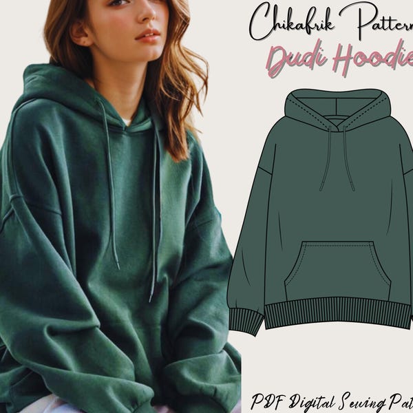 Oversized Hoodie Sewing Pattern: Women's Loungewear (Sizes XXXS-4XL) (PDF Pattern)