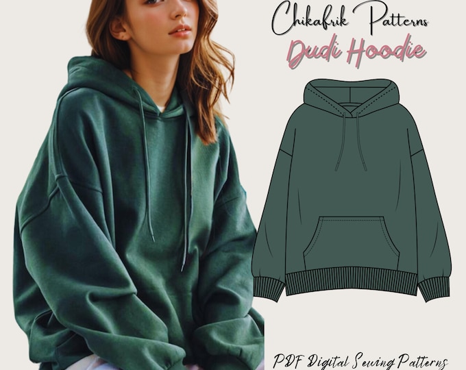 Dudi Hoodie Pattern|Oversized hoodie sewing pattern|13 sizes|Women Hoodie|Sweatshirt Pattern|Women Sewing Pattern|Loungewear Pattern