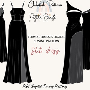 Schnittmuster|Schlitzkleider Schnittmuster|Abendkleid Schnittmuster|Abendkleid Schnittmuster|Cocktailkleid Schnittmuster|Damen Kleid Schnitt| pdf Schnittmuster