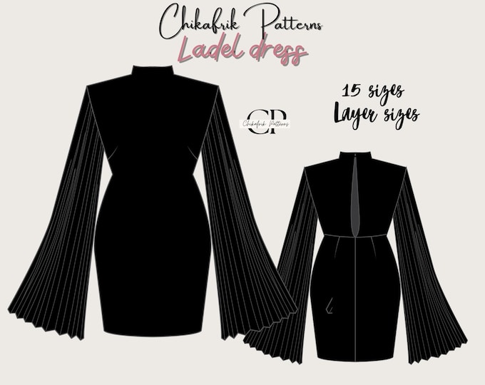 Bell sleeve dress pattern|dramatic sleeve dress pattern|fitted dress sewingpattern|Bell sleeve sewing pattern|Women PDFsewing pattern 15size
