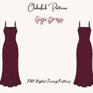 Gigi Cami Maxi Slip Dress Sewing Pattern: Women&#39;s Sizes XXXS-4XL (PDF Pattern)