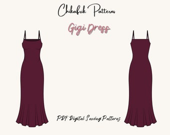 Gigi Cami Maxi Slip Dress Sewing Pattern: Women's Sizes XXXS-4XL (PDF Pattern)