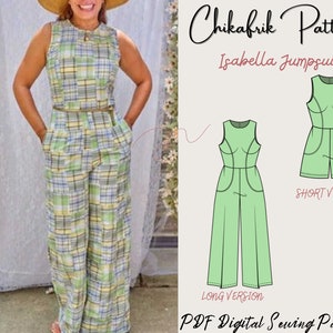 Jumpsuit PDF Sewing Pattern|XXS to XXL|combishort/Jumpsuit short/Summer rompers/Dungarees women|Us letter/A4/A0/Projector sewing pattern