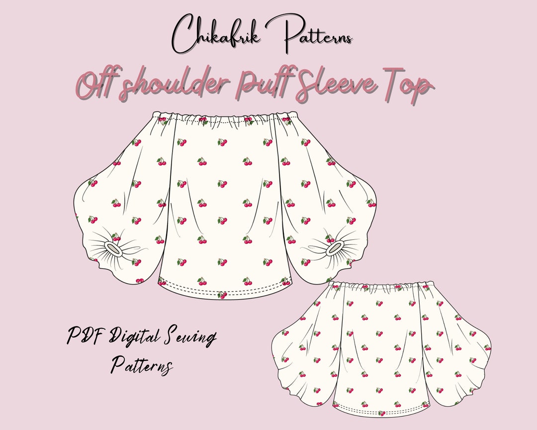Off Shoulder Puff Sleeve Top Sewing Pattern | Women PDF (10 Sizes) - Etsy
